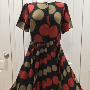 Beige/Red Polka Dot Dress